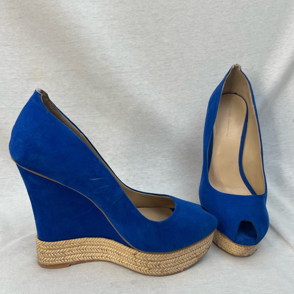Zara royal blue platform peep tie sandle